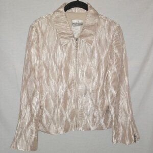 Joseph Ribkoff Champagne Plisse Zip Evening Jacket Rhinestones 8